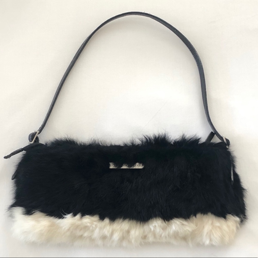 Dyrberg Kern two-tone fur evening bag